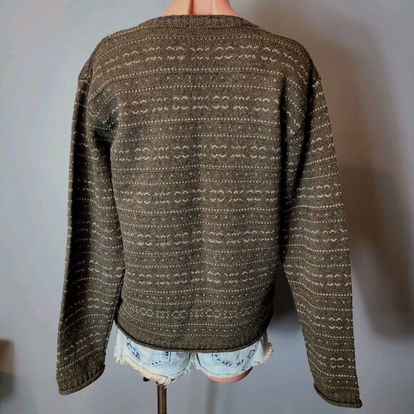 Vintage Birdseye Shetland Wool Sweater Womens Size Medium 1990s Columbia Green - Picture 6 of 8